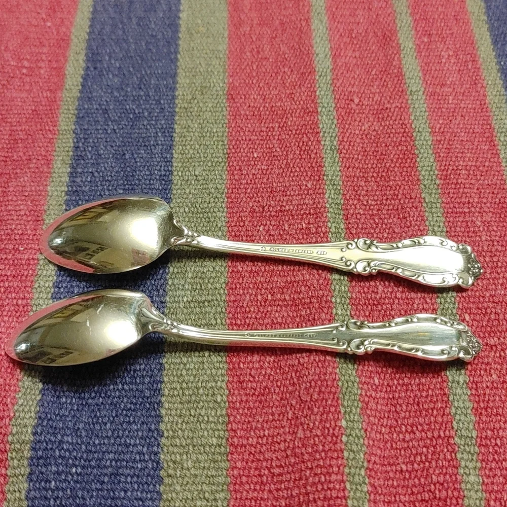 2 Antique Holmes & Edwards XIV Demitasse Spoons Silver Plate